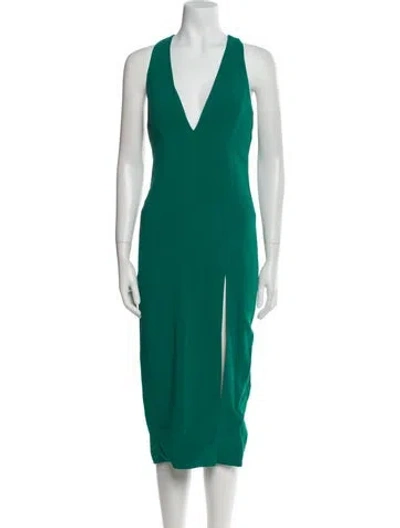 Pre-owned Cushnie V-neck Midi Length Dress In Green
