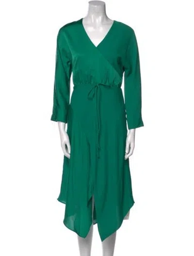 Pre-owned Cushnie V-neck Midi Length Dress In Green