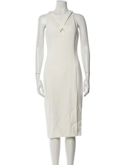 Pre-owned Cushnie V-neck Midi Length Dress In Neutral