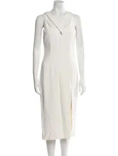 Pre-owned Cushnie V-neck Midi Length Dress In Neutral