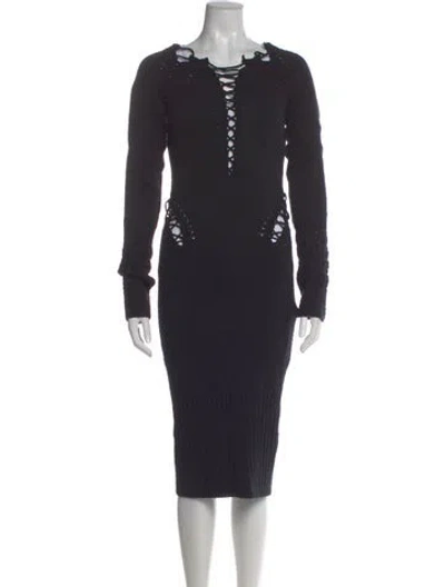 Pre-owned Cushnie V-neck Midi Length Dress W/ Tags In Black