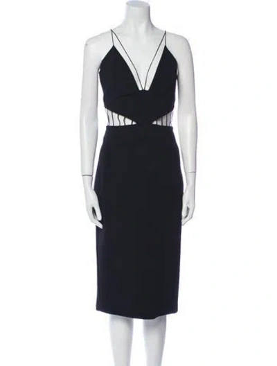 Pre-owned Cushnie V-neck Midi Length Dress W/ Tags In Black