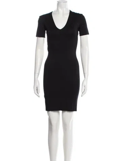 Pre-owned Cushnie V-neck Mini Dress In Black