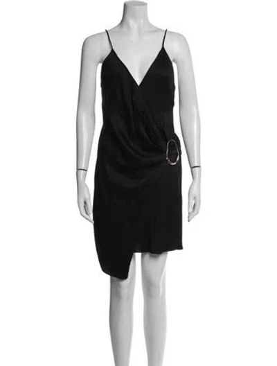 Pre-owned Cushnie V-neck Mini Dress In Black