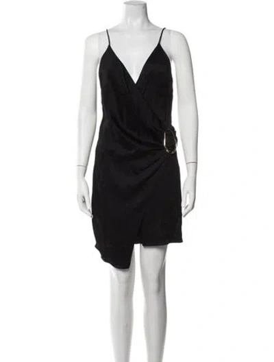 Pre-owned Cushnie V-neck Mini Dress In Black