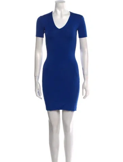 Pre-owned Cushnie V-neck Mini Dress In Blue