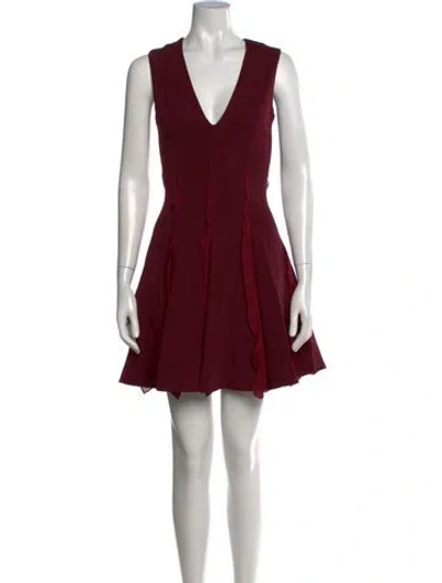 Pre-owned Cushnie V-neck Mini Dress In Burgundy