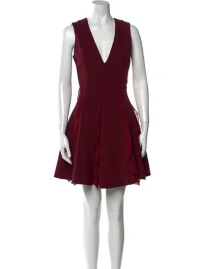 Pre-owned Cushnie V-neck Mini Dress In Burgundy