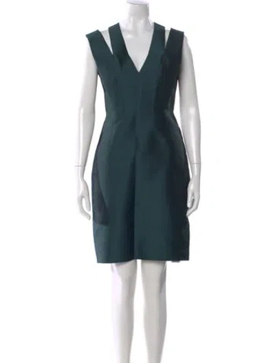 Pre-owned Cushnie V-neck Mini Dress In Green