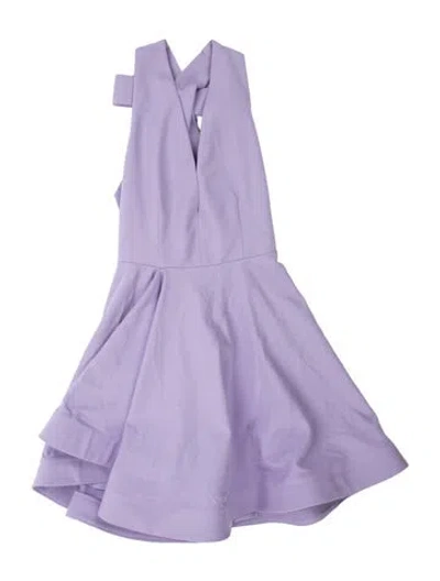 Pre-owned Cushnie V-neck Mini Dress In Purple