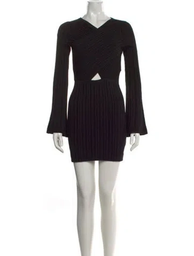 Pre-owned Cushnie V-neck Mini Dress W/ Tags In Black