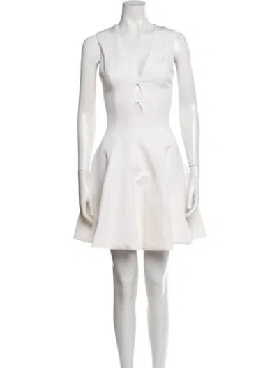 Pre-owned Cushnie V-neck Mini Dress In White