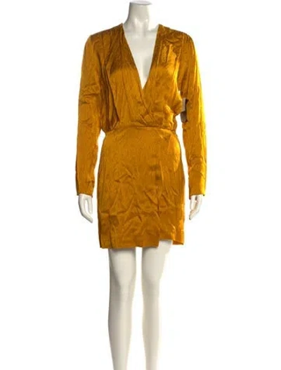 Pre-owned Cushnie V-neck Mini Dress In Yellow