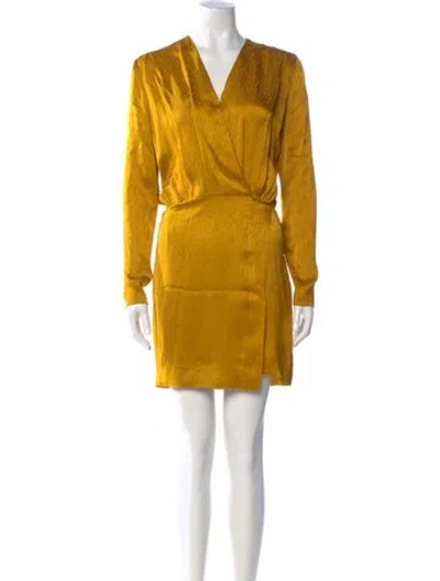 Pre-owned Cushnie V-neck Mini Dress In Yellow