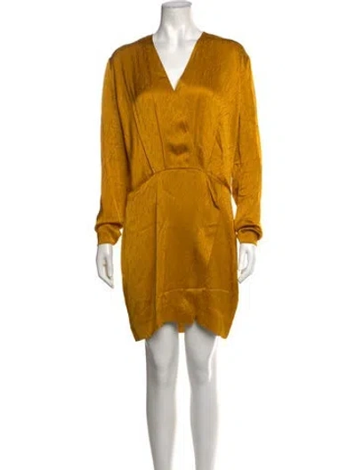 Pre-owned Cushnie V-neck Mini Dress In Yellow