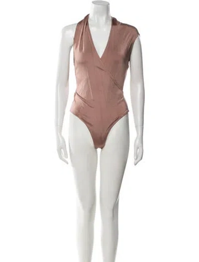 Pre-owned Cushnie V-neck Sleeveless Bodysuit In Neutral