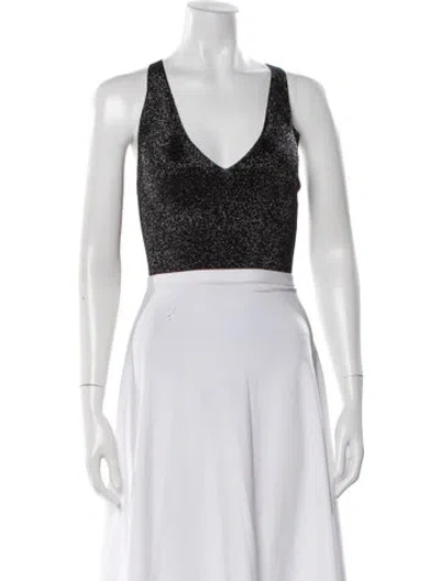 Pre-owned Cushnie V-neck Sleeveless Crop Top In Black