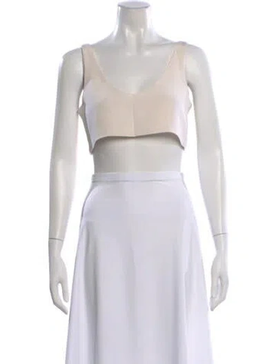Pre-owned Cushnie V-neck Sleeveless Crop Top In Neutral