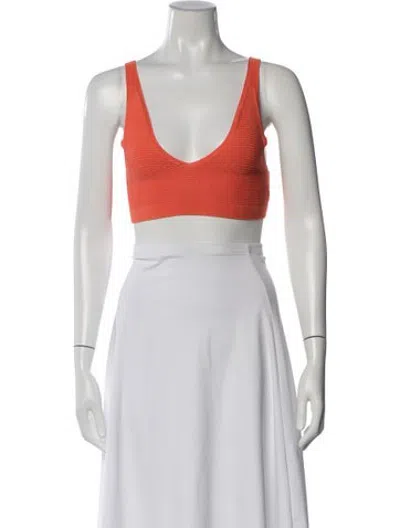 Pre-owned Cushnie V-neck Sleeveless Crop Top In Orange