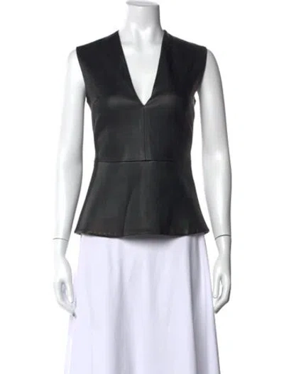 Pre-owned Cushnie V-neck Sleeveless Top In Black