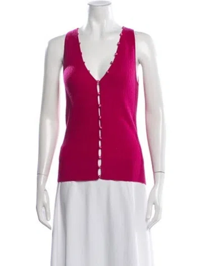 Pre-owned Cushnie V-neck Sweater In Burgundy