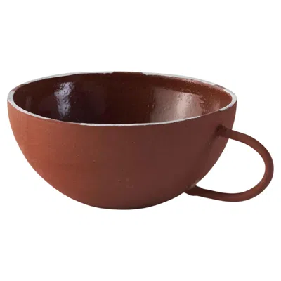 Pre-owned Custhom Stoneware Clay Cup In Terracotta Color Hand Cast In Uk In Brown
