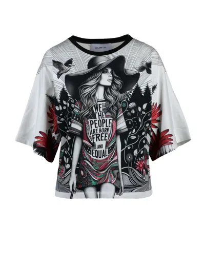 Custo Barcelona Black White Cotton T-shirt In Gray