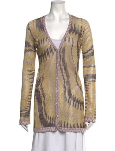 Pre-owned Custo Barcelona Patterned V-neck Sweater In Neutrals