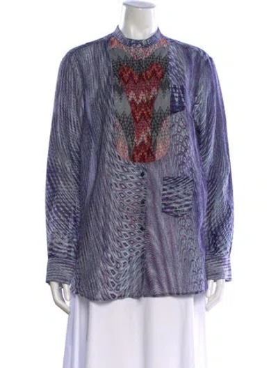 Pre-owned Custo Barcelona Silk Printed Top In Blue