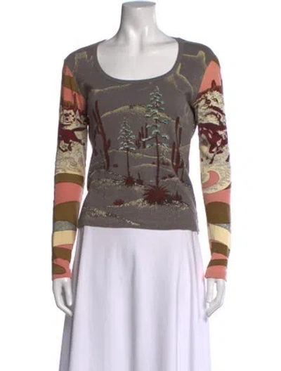 Pre-owned Custo Barcelona Vintage Graphic Print Top In Grey/pink
