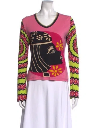 Pre-owned Custo Barcelona Vintage Late 1990's - Early 2000's Top In Green/pink