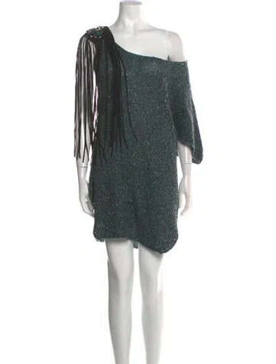 Pre-owned Custo Line One-shoulder Mini Dress In Blue