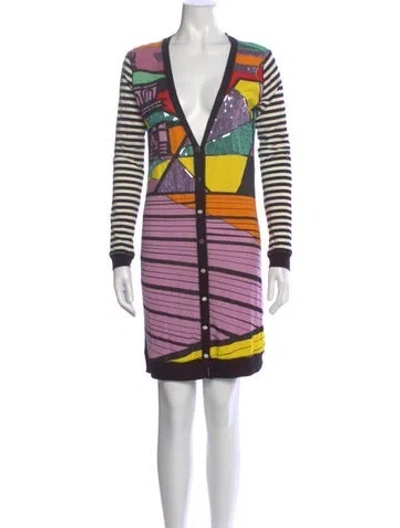 Pre-owned Custo Line Silk Mini Dress In Multi