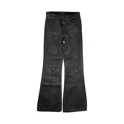 Pre-owned Custom Lamentist Backstage Flared Jeans In Waxed Charcoal Denim In Black Wax