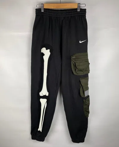 Pre-owned Custom X Nike Reworked Nike (skeleton) Vintage Sweatpants Pants In Black