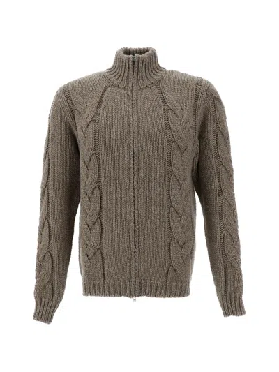 Customer Lovers Cable-knit Zip-up Jacket In Brown