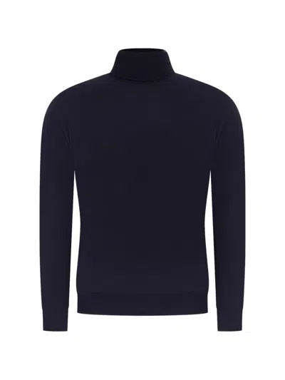 Customer Lovers Roll-neck Fine-knit Sweater In Blue