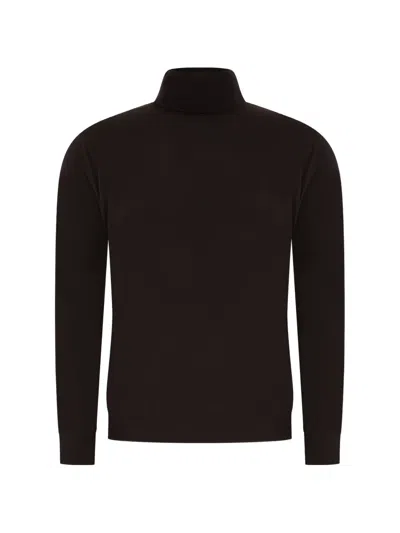Customer Lovers Roll-neck Fine-knit Sweater In Brown