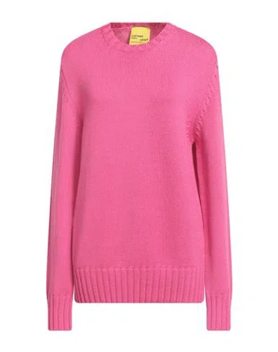 Customer Lovers Woman Sweater Fuchsia Size L Wool In Pink