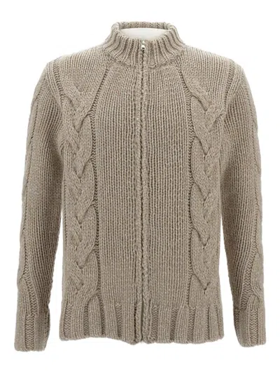 Customer Lovers Zip Cable-knit Cardigan In Brown