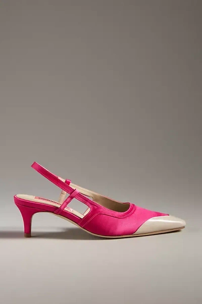 Custommade Anita Satin Slingback Heels In Pink