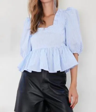 Custommade Darine Top In Blue Stripes In Multi