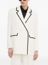 Custommade Double-breasted Piped-trim Blazer In White