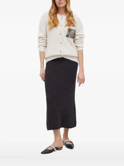 Custommade Embellished-pocket Cardigan In White