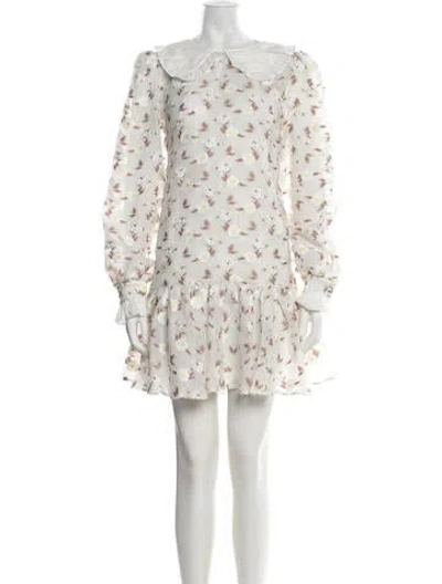 Pre-owned Custommade Floral Print Mini Dress In White