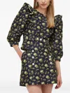 Custommade Floral-print Puff-shoulder Blouse In Blue