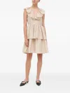 Custommade Frill-detail Cotton-blend Mini Dress In Neutral