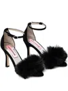 Custommade Fur-trimmed Ankle-strap Pumps In Black