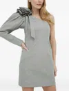 Custommade One-shoulder Rosette Mini Dress In Gray