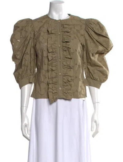 Pre-owned Custommade Patterned Crew Neck Blouse W/ Tags In Neutrals